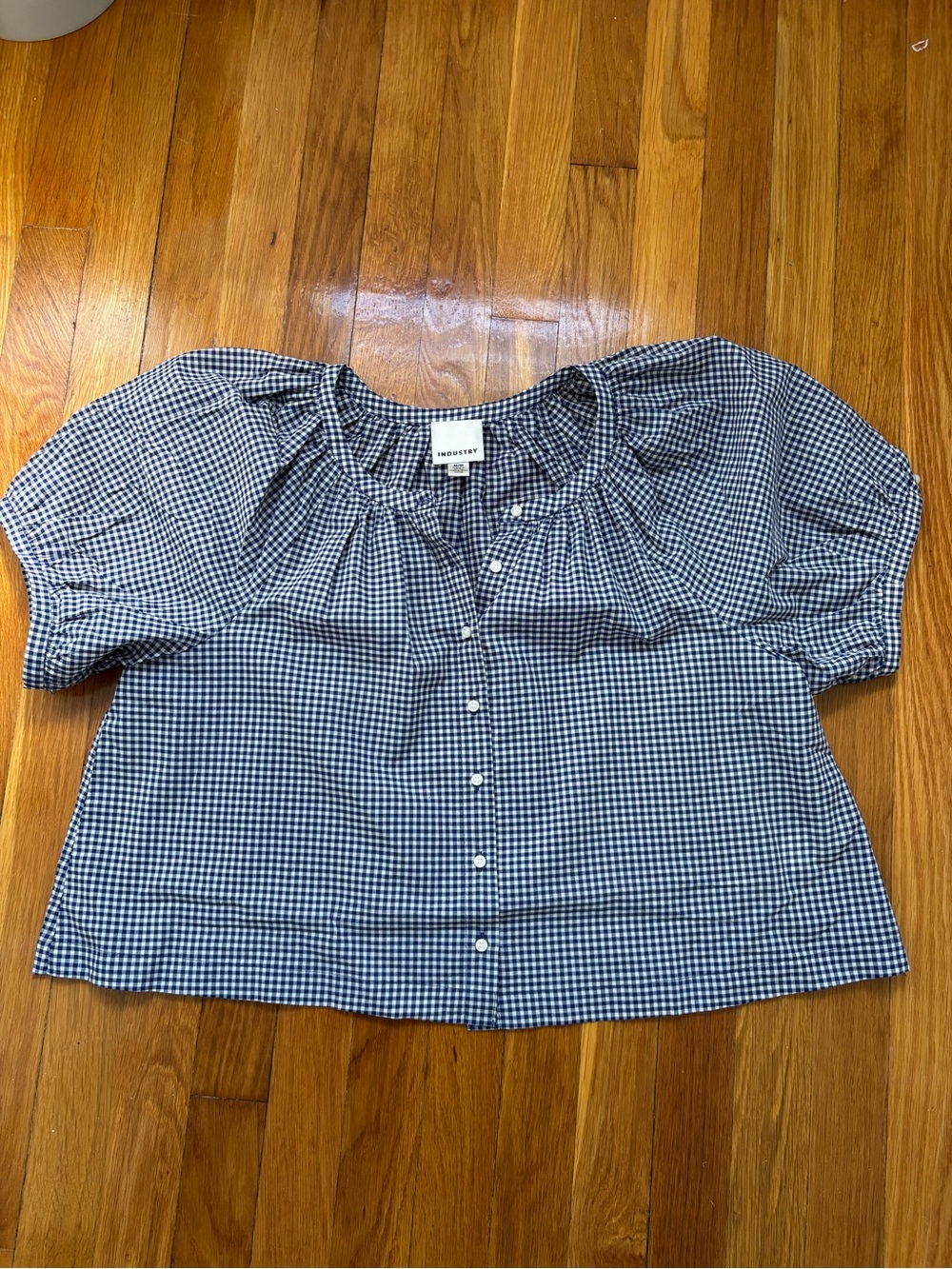 Industry NWOT 💙 Beacon Blue Gingham Top - Picture 5 of 8